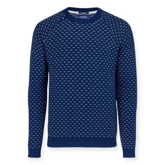 American Eagle Navy Knit Men’s Crewneck Sweater Blue White Pullover Sz Large - Picture 1 of 8